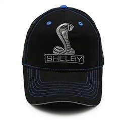 Super Snake Black Hat with Blue Stitching