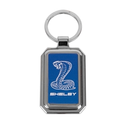 Shelby Rectangular Metal Key Tag - Blue