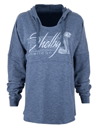 Ladies Navy Heather Relaxed Pullover Hoody