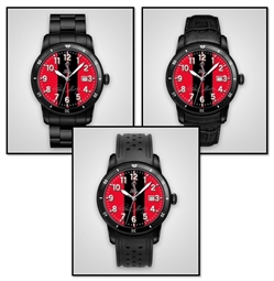 Personalized Shelby Watch- Red w/ Black Stripes
