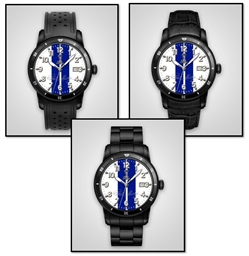 Personalized Shelby "Colors" Watch- White w/ Blue Stripes