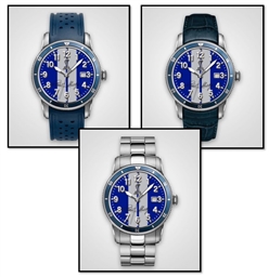 Personalized Shelby "Colors" Watch- Blue w/ Silver Stripes