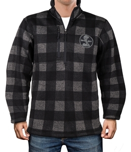 Shelby Black and Grey Plaid 1/4 Zip Sweater