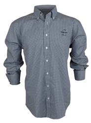 Navy Gingham Long Sleeve Button Down Shirt