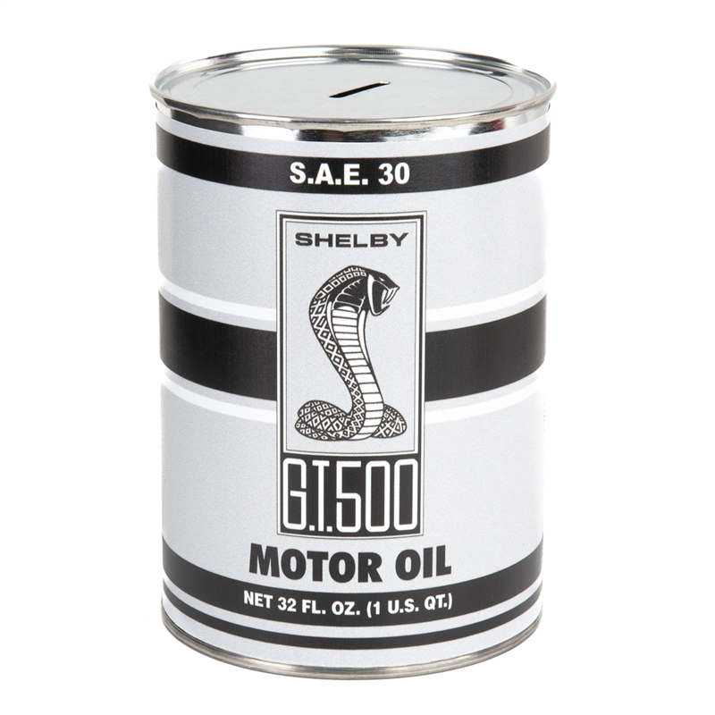 Shelby GT500 Oil Can Coin Bank - Black & White
