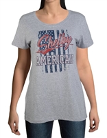 Ladies Shelby American Flag Heather Grey T-Shirt