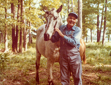 Carroll Shelby on his ranch located in Pittsburg, Texas