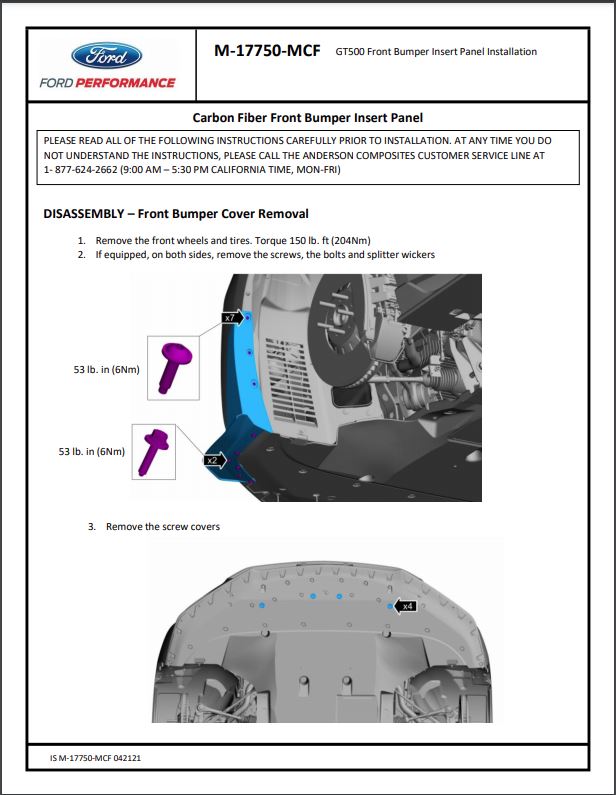 2020-2012 GT500 Carbon Bumper Insert Installation Instructions  