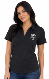 Shelby Ladies Layout V-neck Polo - Heather Black