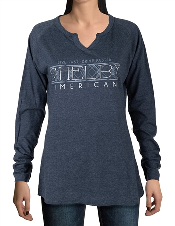 Womens Shelby American Navy Long Sleeve T-Shirt