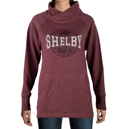 Women Shelby American Maroon Funnel Neck Pullover