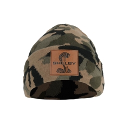 Shelby Camo Beanie with Leatherette Patch