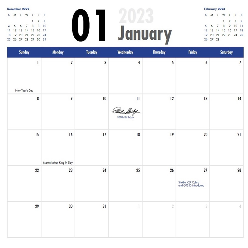 2023 Calendar - Shelby Centennial Commemorative Edition