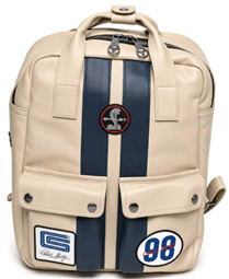 Shelby GT40 Sheepskin Leather Backpack- Ivory/ Blue
