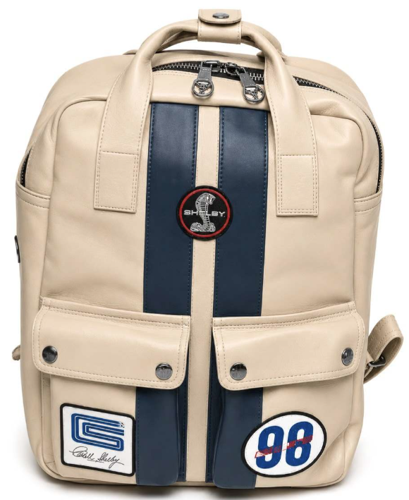 Shelby GT40 Sheepskin Leather Backpack- Ivory/ Blue