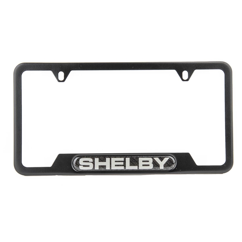 Shelby Carbon Fiber Name Plate Black Powder Coated License Plate Frame