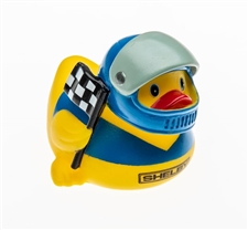 Racer Rubber Duck with Blue Helmet