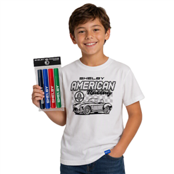 Shelby Youth Coloring Tee W/Markers - White