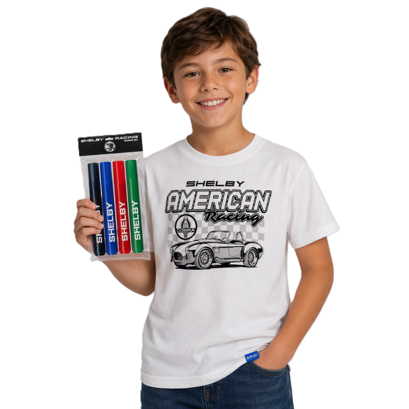 Shelby Youth Coloring Tee W/Markers - White