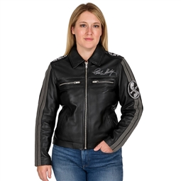 Shelby Ladies Leather Jacket- Black/ Grey