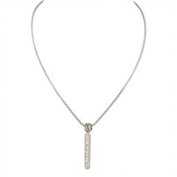 Shelby Pave Bar 2-Tone Pendant Necklace