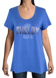 Shelby Womens Ombre Rhinestone Blue T-shirt