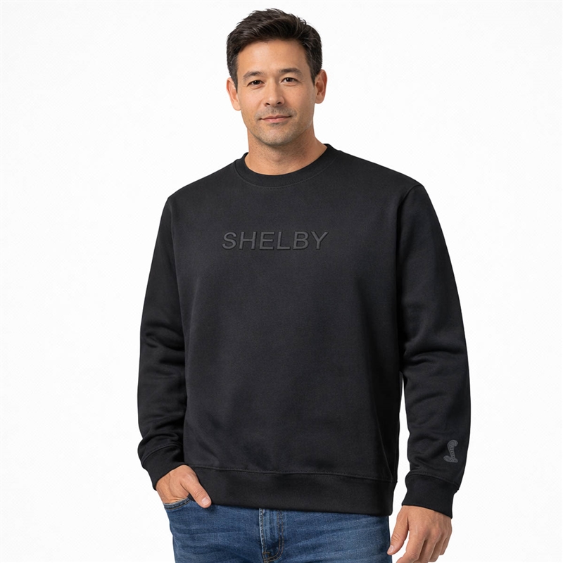 Shelby Premium Embroidered Crewneck Sweater- Black
