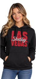 Ladies Shelby Las Vegas Glitter Pullover Hoody - Black