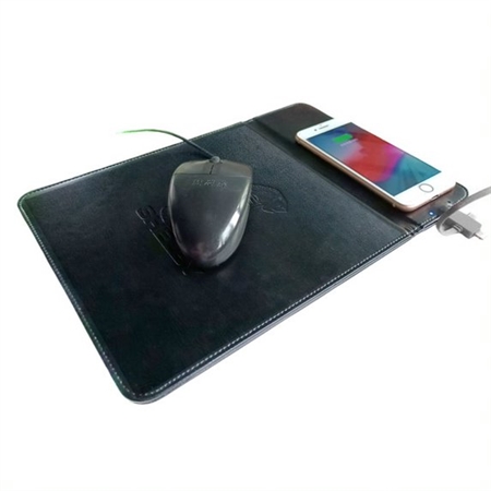 Shelby Leather Mouse Pad Charger with Stand