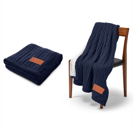 Shelby Navy Cable Knit Blanket
