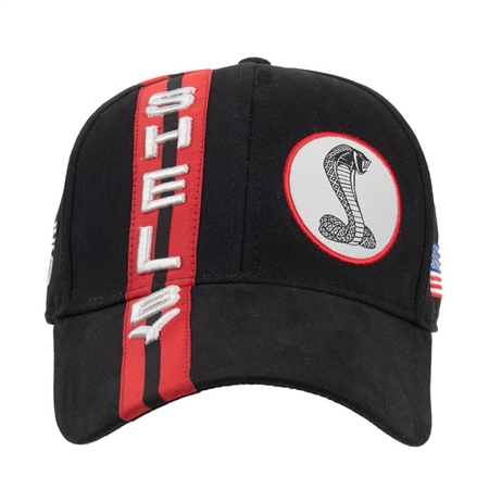 Black Hat with Red Shelby Racing Stripes