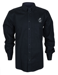 Long Sleeve Twill Button Down Black Shirt