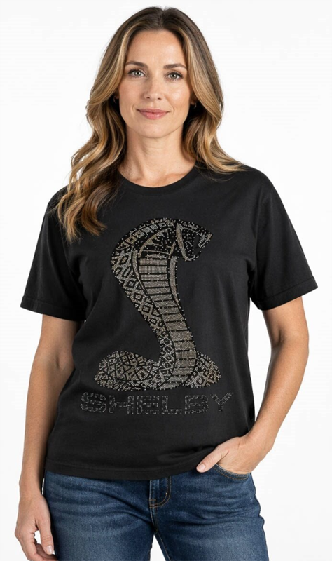 Shelby Ladies Tonal Rhinestone Tee - Black