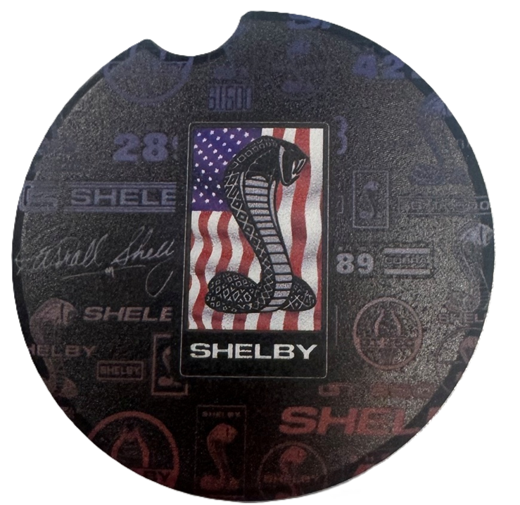 Shelby Flag Multicolor Logo Car Coaster Magnet
