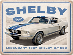 Shelby GT500 Tin Wall Sign - White/BLU