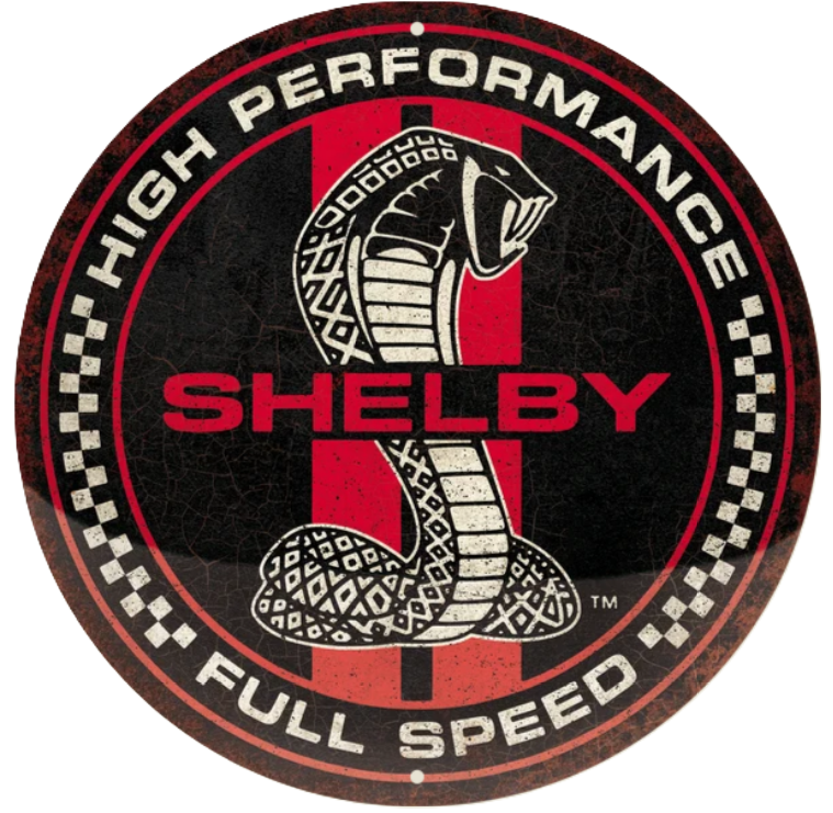 Shelby Round Tin Wall Sign - Blk/Red/Wht