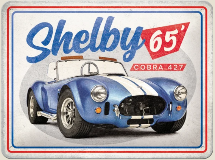 Shelby Cobra Tin Wall Sign - BLU/WHT/RED