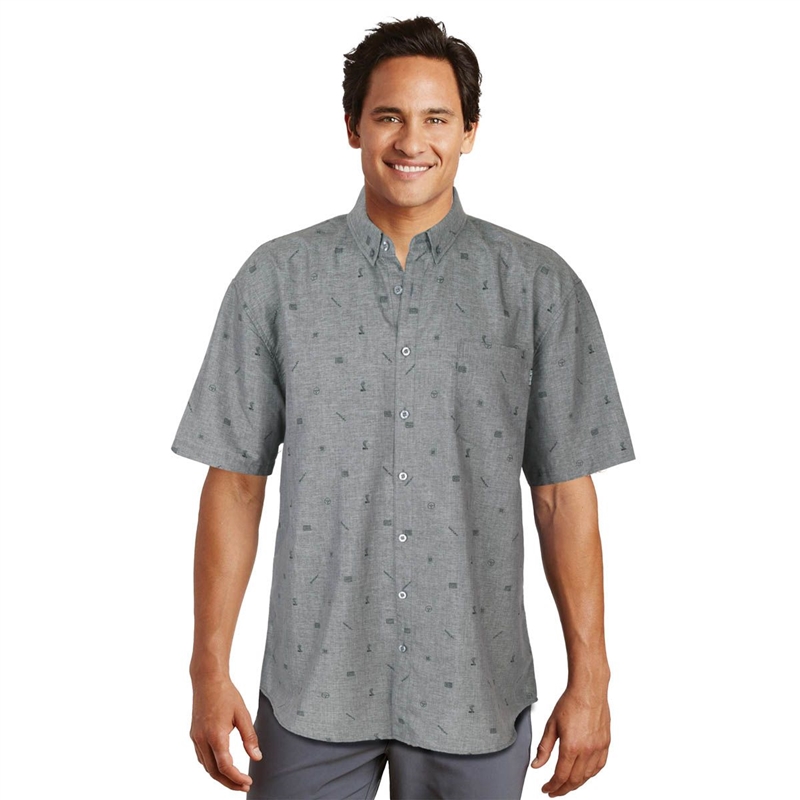 Shelby Logo Gray Repeat Button Down Shirt