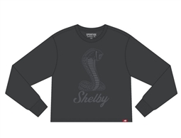 Shelby Sportiqe Ladies LS Crop Tee- Coal