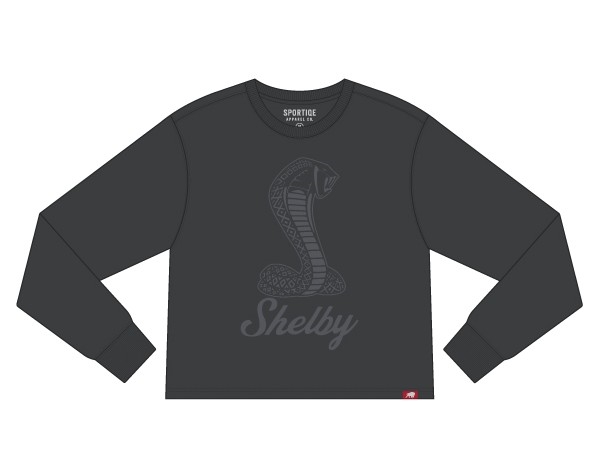 Shelby Sportiqe Ladies LS Crop Tee- Coal