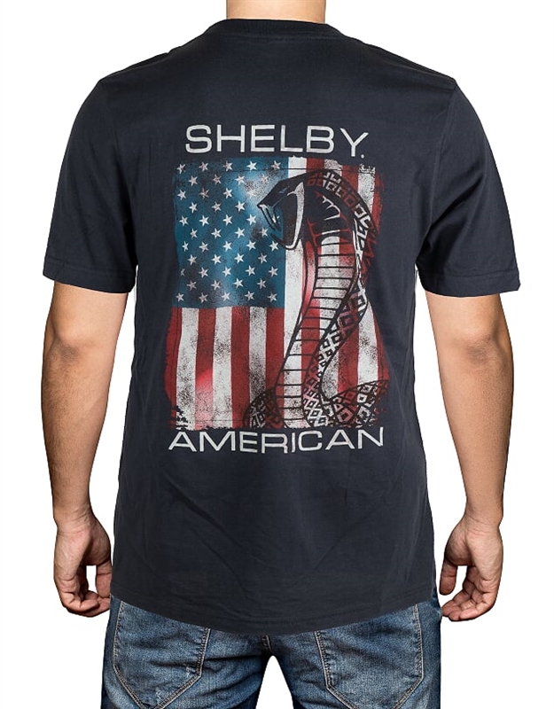 Old Glory Flag T-Shirt JH DESIGN GROUP Mens Ford Mustang Distressed U.S.A