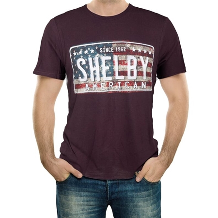 Shelby License Plate Flag Dark Red T-shirt