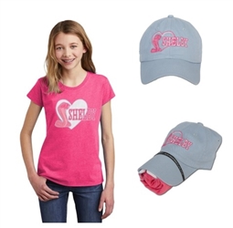 Shelby Youth Girls Hat & Tee Combo - Hot Pink
