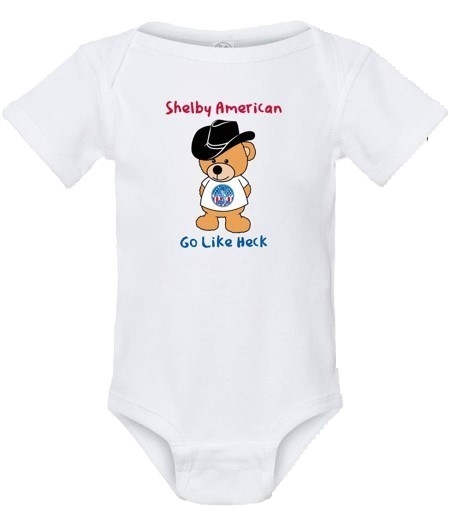 Shelby Go Like Heck Onesie- White