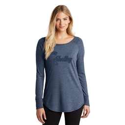 Shelby Ladies Long Sleeve Tunic Tee- Navy Heather