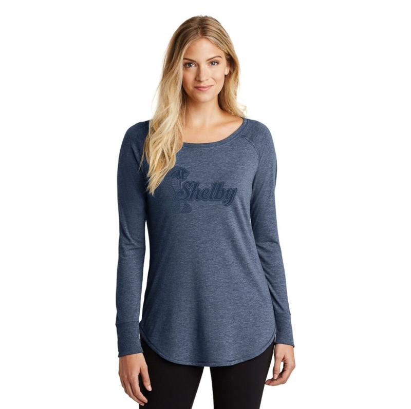 Shelby Ladies Long Sleeve Tunic Tee- Navy Heather