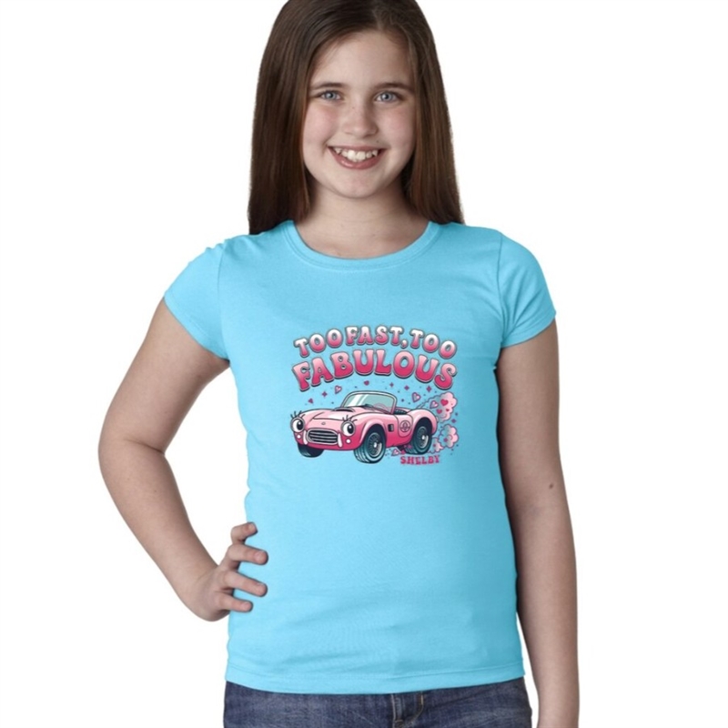 Shelby Too Fabulous Girls Youth Tee- Tahiti Blue
