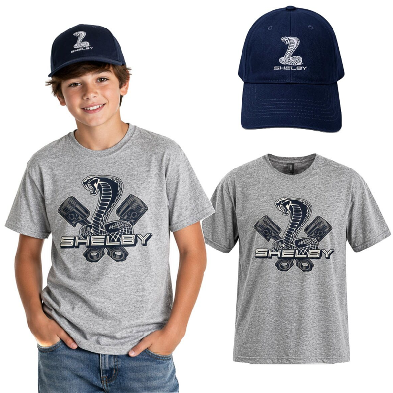 Shelby Youth Piston Tee & Hat Combo - Graphite Heather/Navy