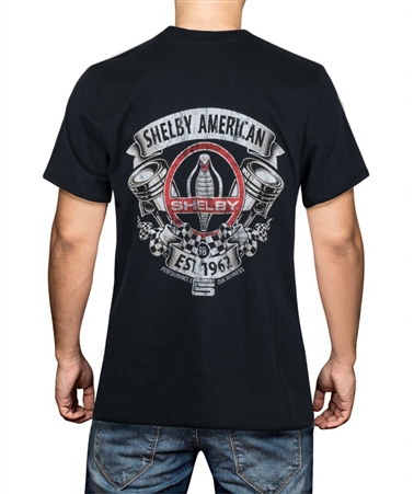 Men's American Muscle Car Engine T-Shirt - Black Graphic Tee, Regular Fit (Size Small)