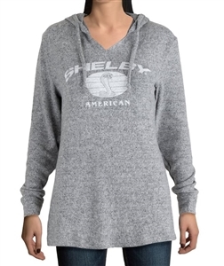 Womens Shelby Hooded Grey Chamois Pullover